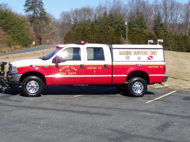 2002 Ford F350 Crew Cab,
Full complement of Water Rescue equipment,
Snow Plow 
